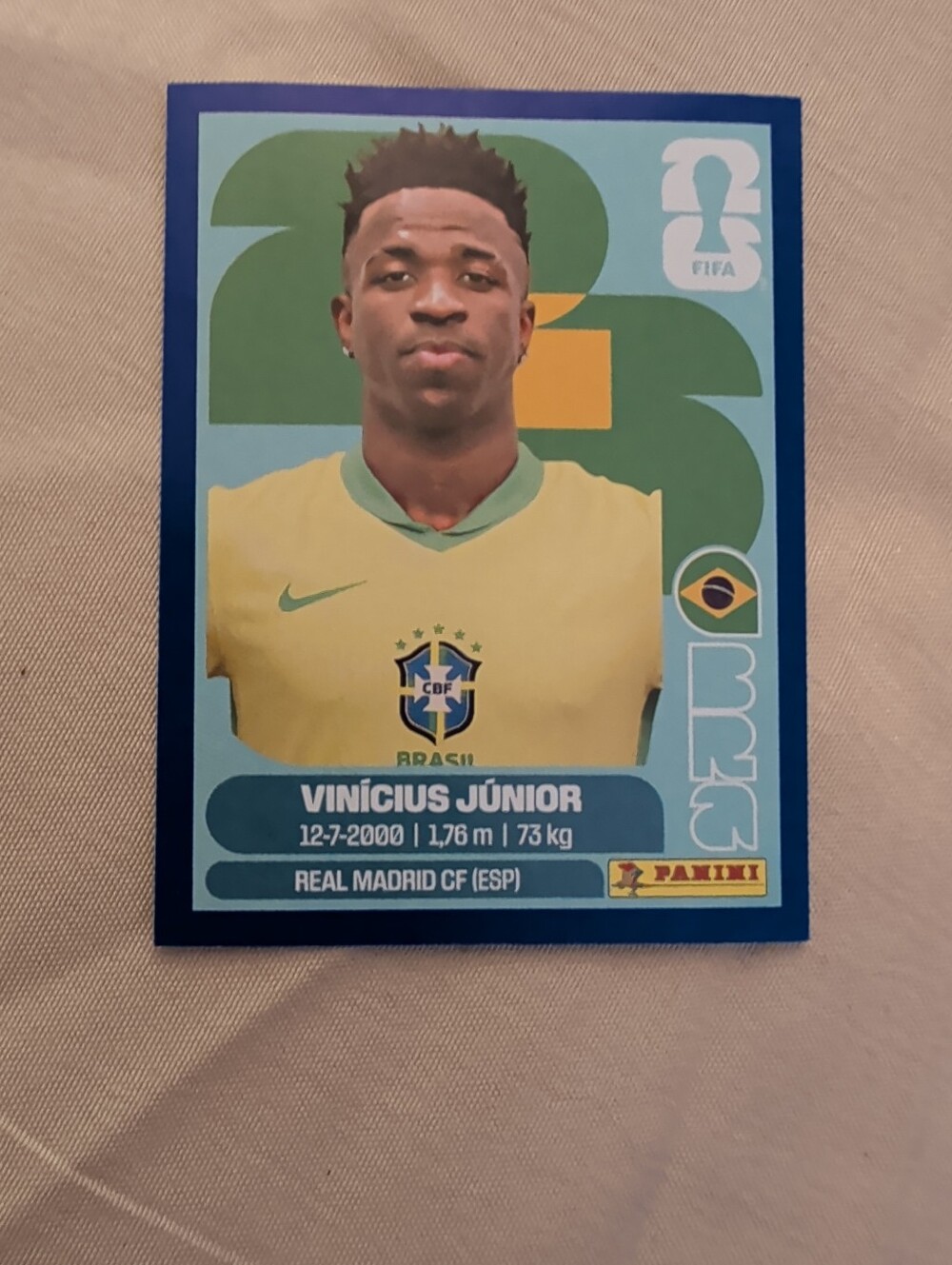 Panini FIFA World Cup 2026 Sticker Vinicius Junior Blue Parallel Brazil